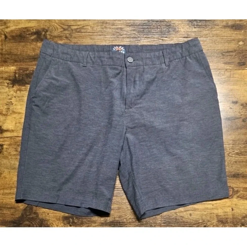 Faherty All Day Shorts Mens 38 Grey Hybrid Board Polyester Blend Draw Strings
